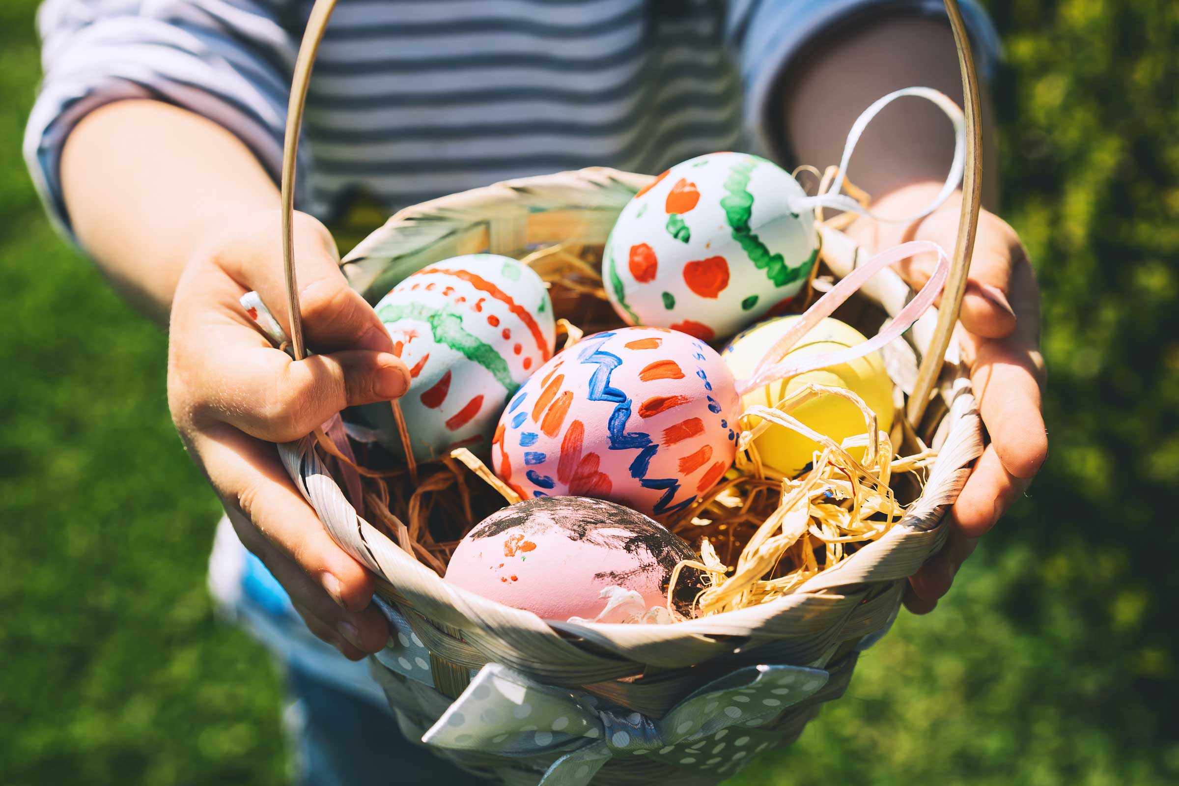 easter eggs in a basket