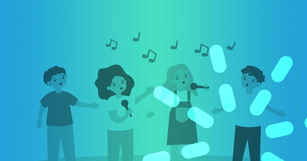 cartoon kids singing