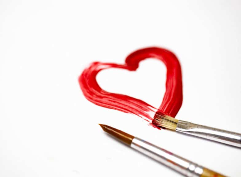 Acrylic Paint On Paper Mixed To Create Shape Of A Heart