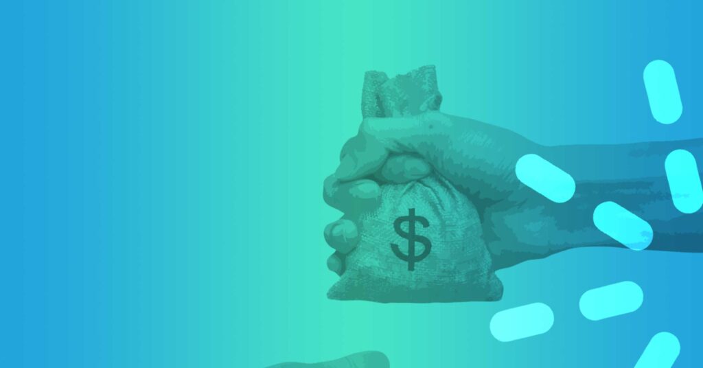 hand holding bag of money