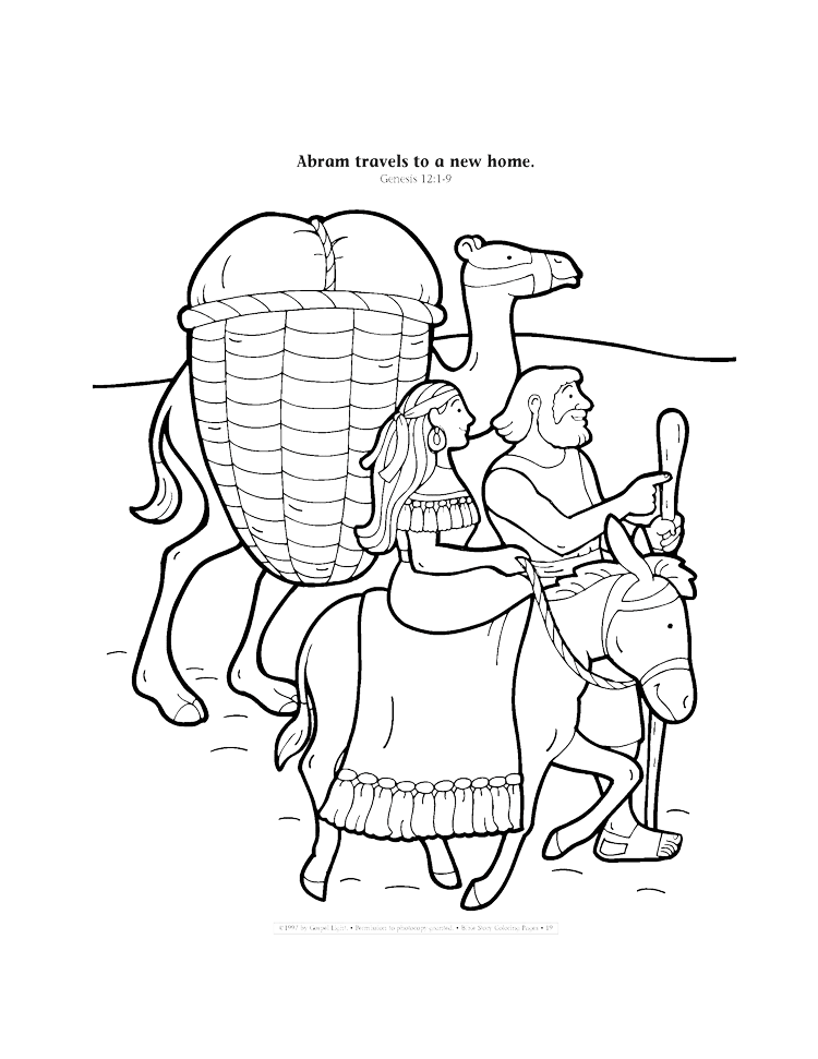 Abram travels to a new home coloring page