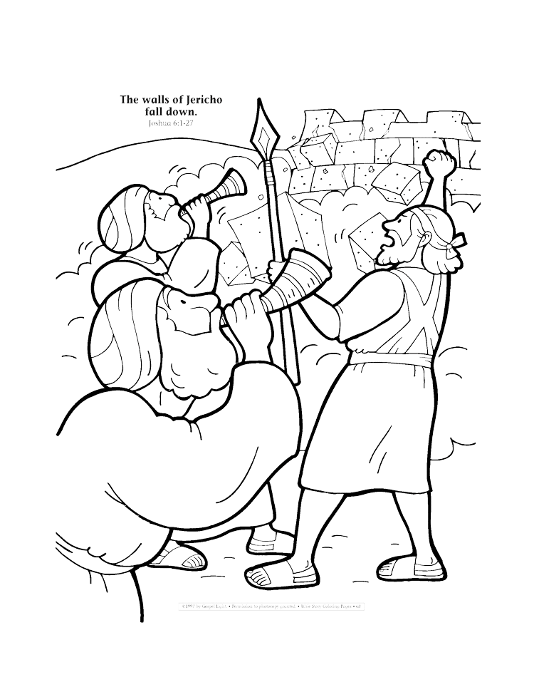 The walls of Jericho fall down coloring page