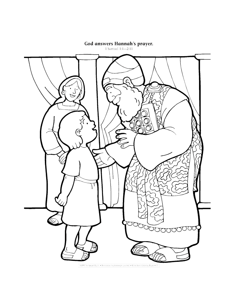 God answers Hannah's prayers coloring page