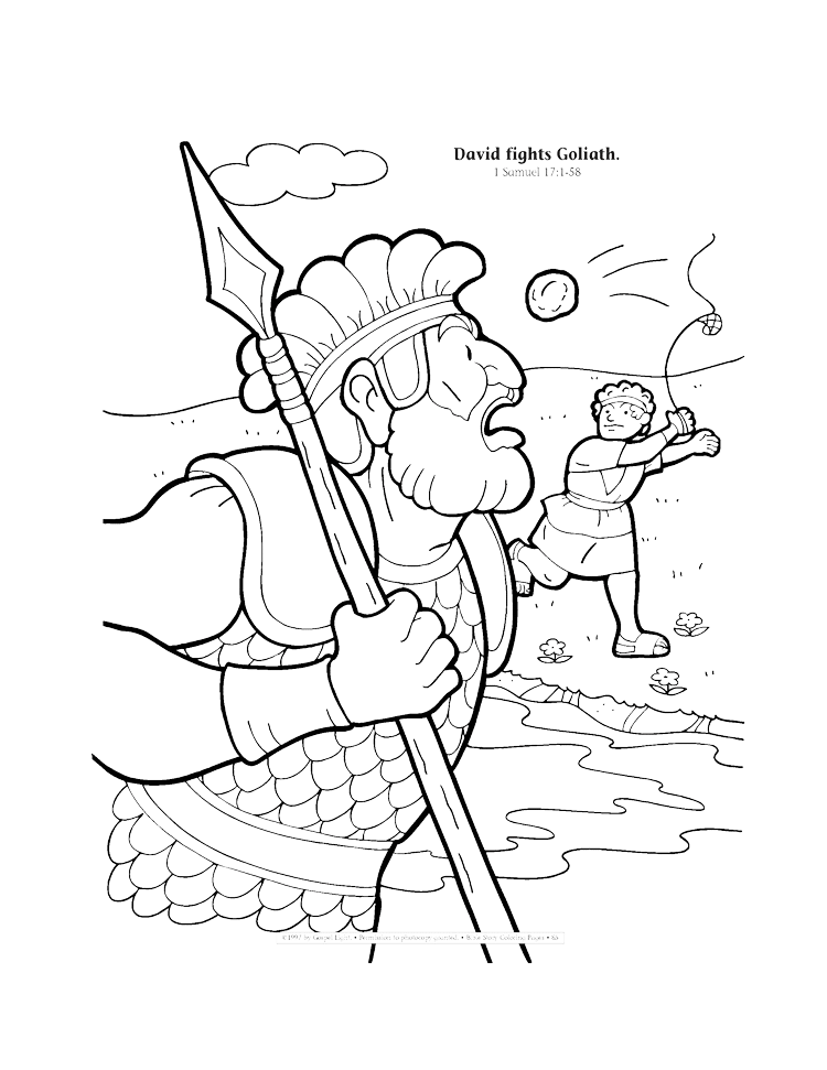 David fights Goliath coloring page