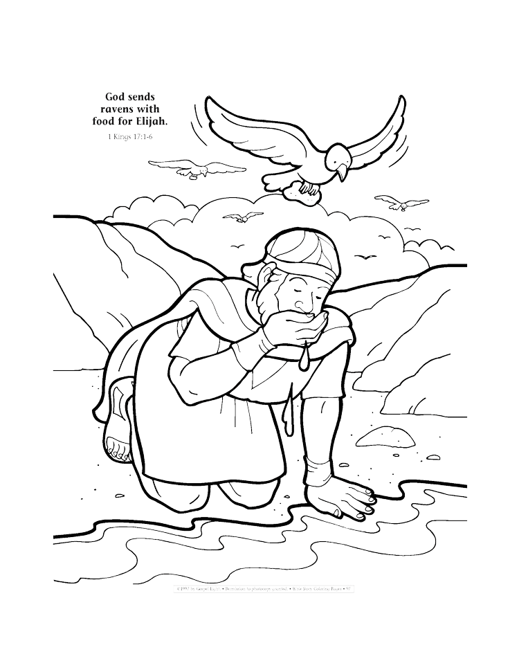 God sends Ravens with food for Elijah coloring page
