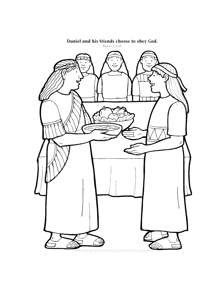 Daniel and his friends choose to obey God coloring page