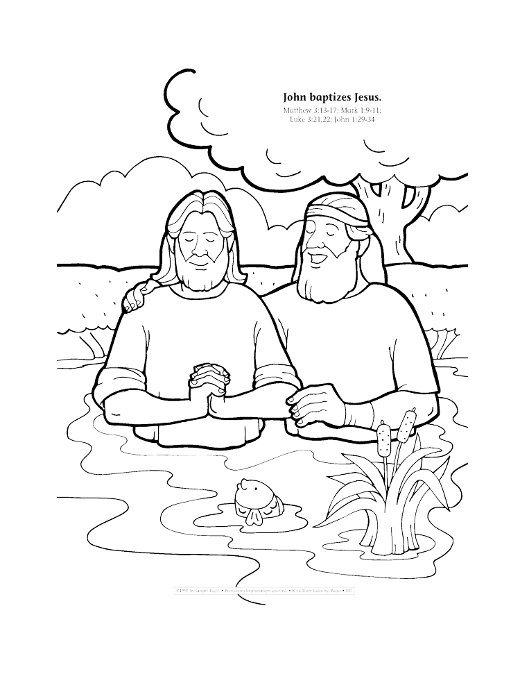 John baptizes Jesus coloring page