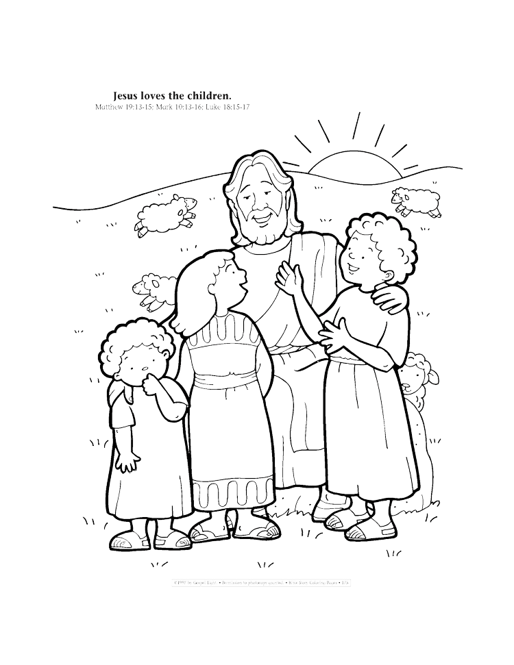 Jesus loves the children coloring page