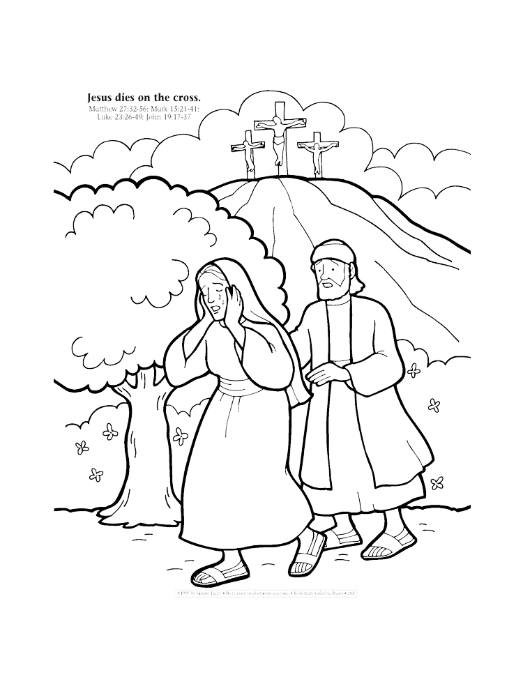 Jesus dies on the cross coloring page